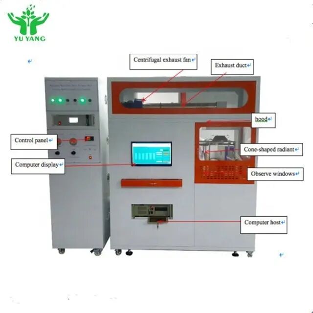 دستگاه کالریمتر مخروطی گواهی شده ISO 5660 برای اندازه گیری نرخ آزادسازی حرارت و تجهیزات تست مقاومت در برابر آتش مدولار