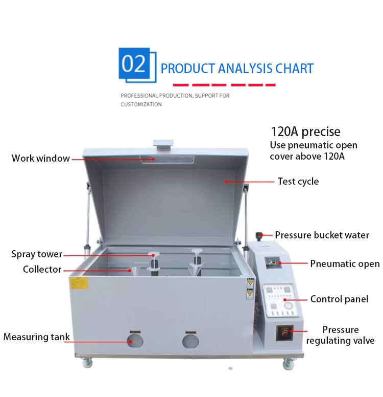 270L دستگاه آزمایش خوردگی اسپری نمک اتاق آزمایش مه نمک کابینت خوردگی اسپری نمک