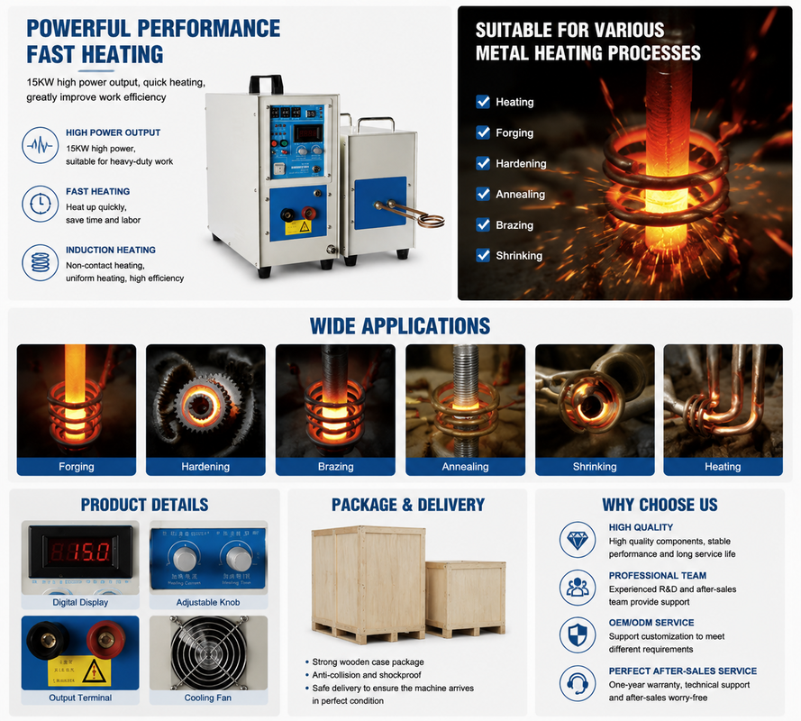 15KW Induction Heating Equipment High Frequency Welding Machine for Brazing Forging Heat Treatment
