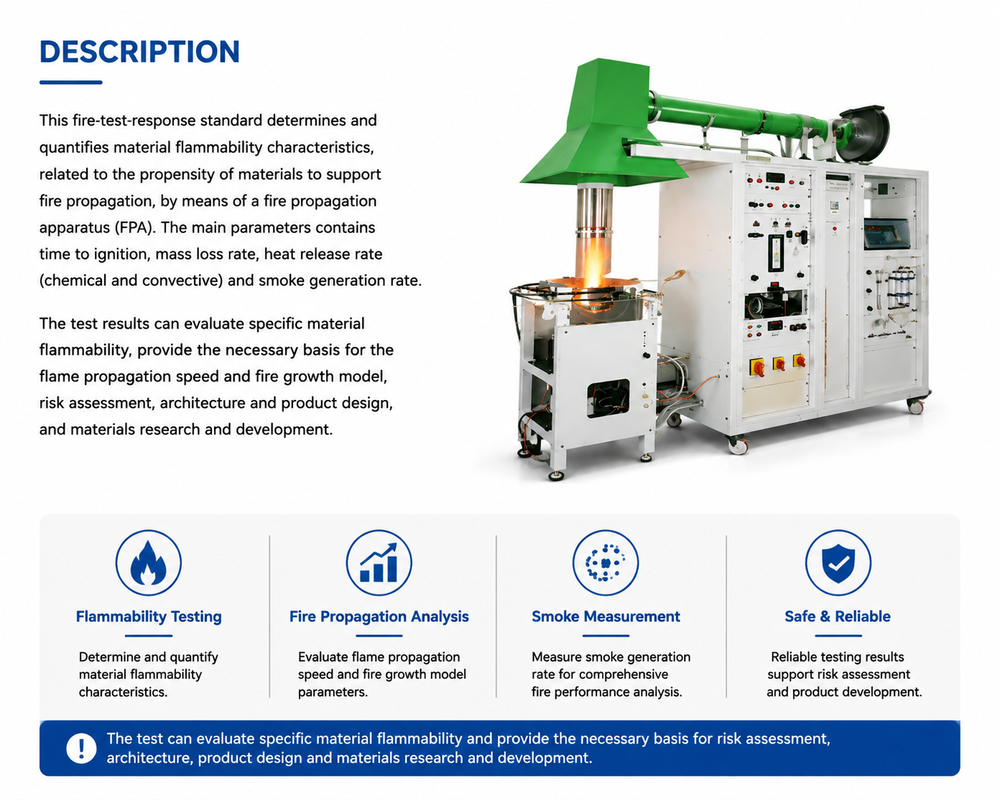 ISO 12136 Compliant Fire Propagation Apparatus for Heat Release Rate Measurement and Combustion Gas Analysis